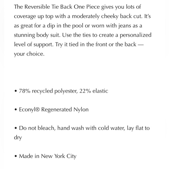 NWT ANSEA THE REVERSIBLE TIE BACK ONE PIECE IN BLACK AND BLUE - Picture 9 of 9